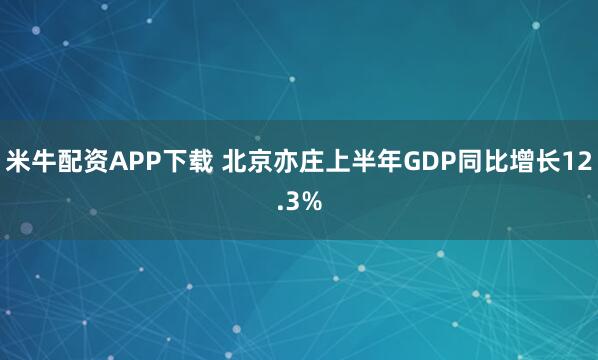 米牛配资APP下载 北京亦庄上半年GDP同比增长12.3%