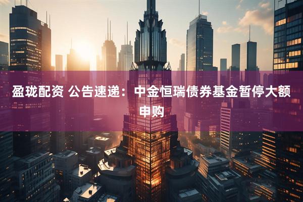 盈珑配资 公告速递:中金恒瑞债券基金暂停大额申购
