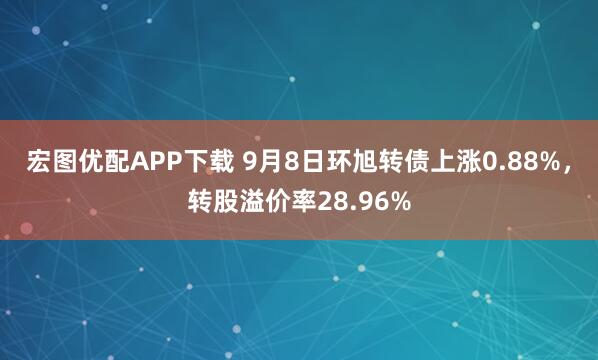 宏图优配APP下载 9月8日环旭转债上涨0.88%，转股溢价率28.96%